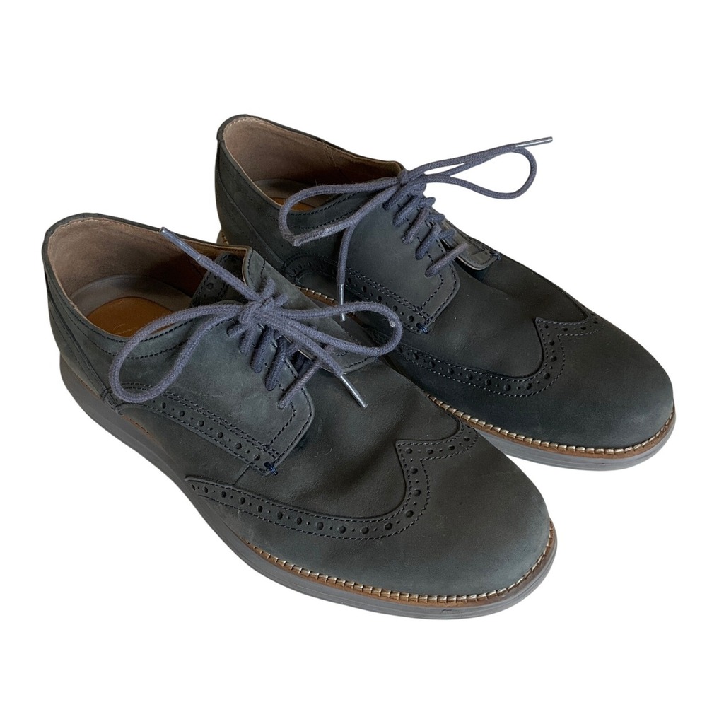 Cole Haan Nubuck Shoes Suede Leather Original Grand Wingtip Oxford Grey 9W